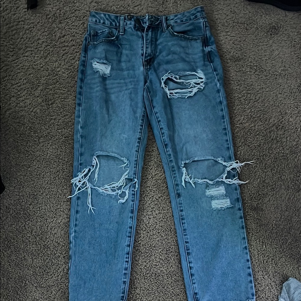 Women's Blue Distressed Jeans